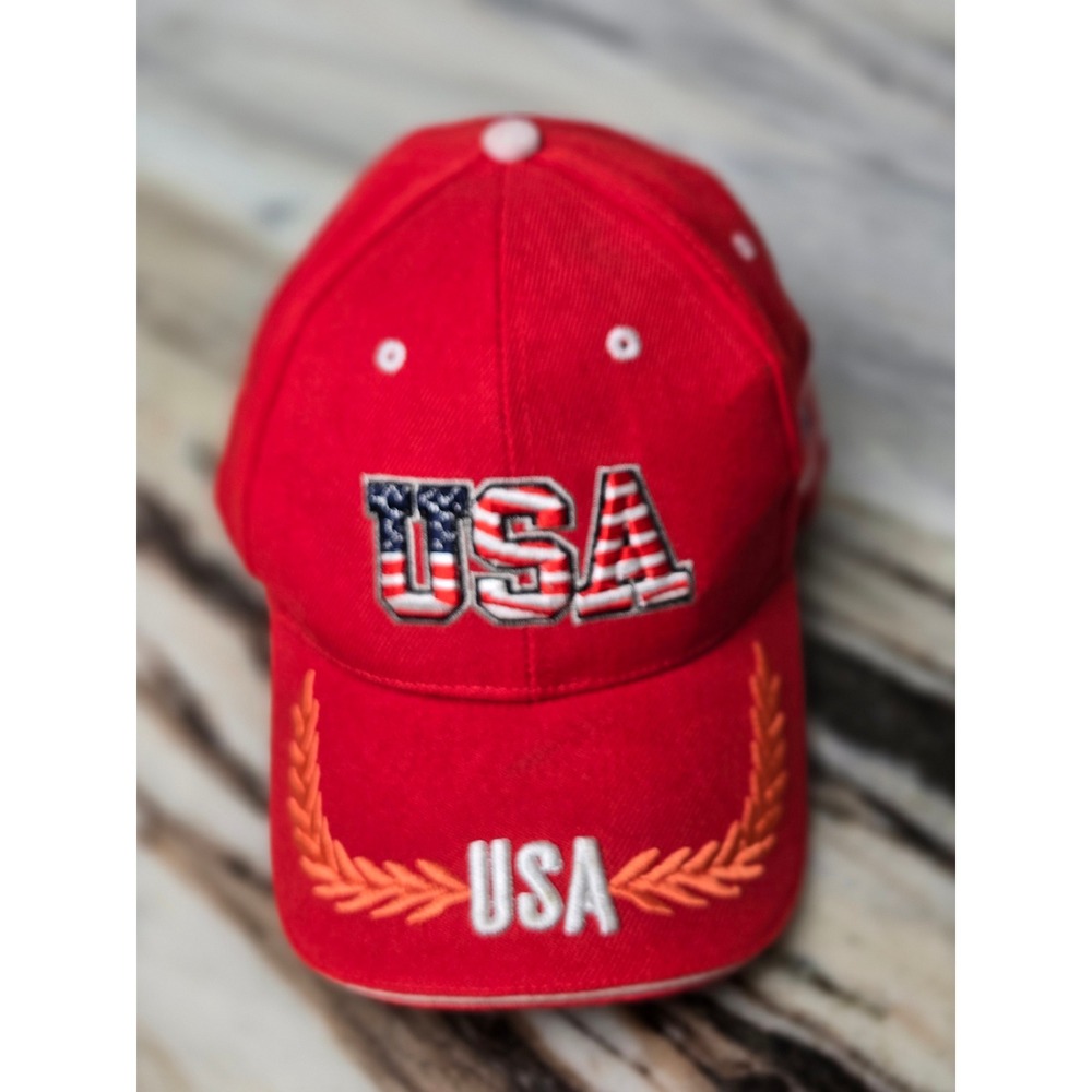 Red USA Patriotic Baseball Trucker Embroidered American Flag Cotton Hat